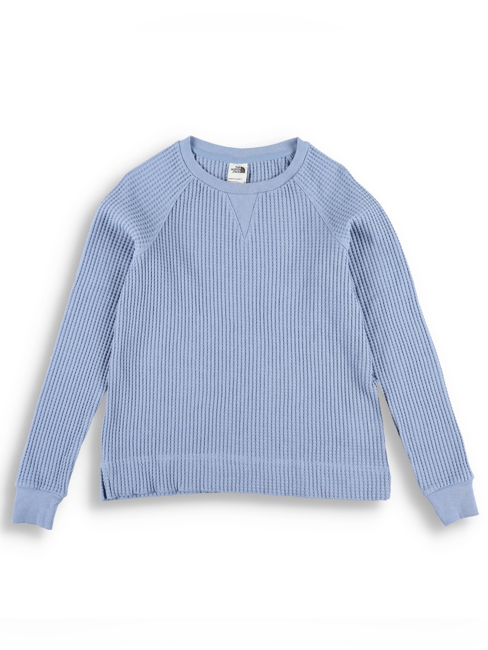 The North Face Waffle Knit Long Sleeve Cabot Crew Folk Blue Pullover Shirt